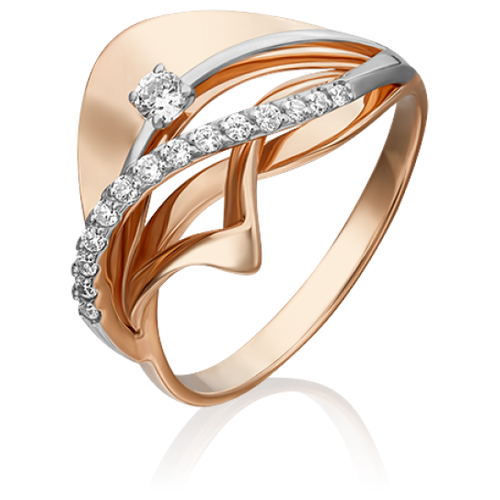 PLATINA jewelry Кольцо из красного золота с фианитом 01-5273-00-401-1110-23, размер 16