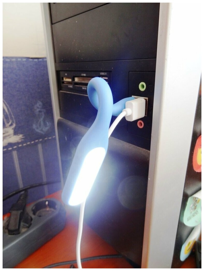 Гибкий USB LED светильник синий