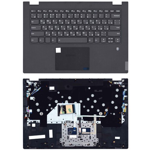 Клавиатура (топ-панель) для ноутбука Lenovo IdeaPad C340-14 черная с черным топкейсом, с подсветкой аккумулятор l18c4pf3 для ноутбука lenovo ideapad c340 14api 15 36v 45wh 2964mah черный