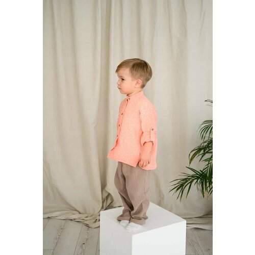 фото Рубашка детская, хлопок, муслин, размер 92, коралловый муслиника