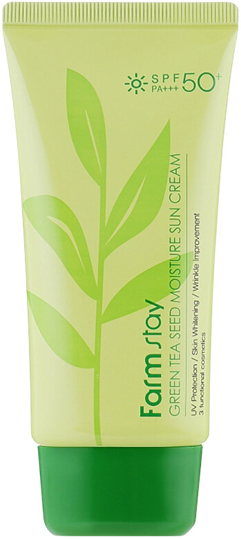 FarmStay~Солнцезащитный крем с зелёным чаем~Green Tea Seed Moisture Sun Cream SPF50/Pa+++