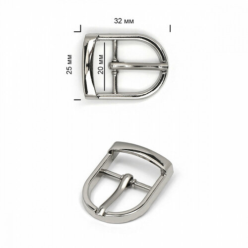 Пряжка металлическая TBY.165188 32х25мм, внутр. размер 20мм цв. никель уп. 5шт