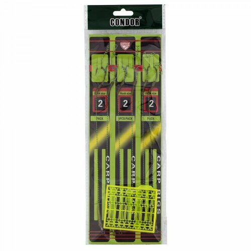 фото Оснастка карповая с вертлюгом condor крючок №2 + набор стопоров, 6 шт/уп 10 уп