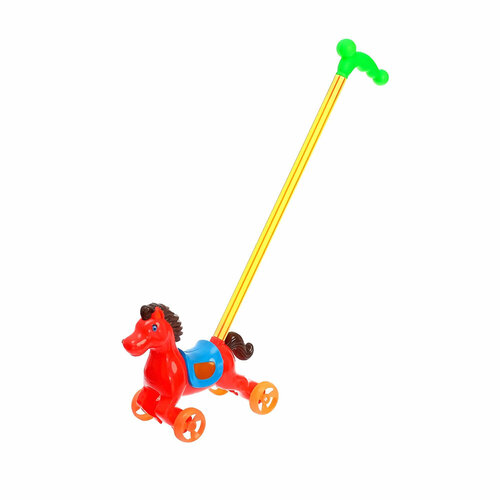 фото Каталка-лошадка toys красная на палке с ручкой 303-1r