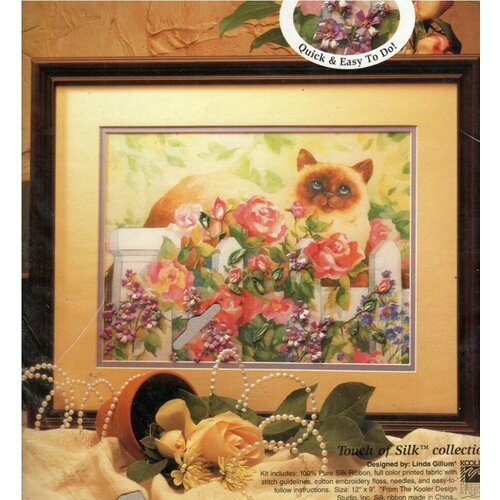 Kitty of Fence #41025 Bucilla Набор для вышивания 30 x 23 см Вышивка лентами