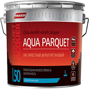 Лак Паркетный Parade Professional L50 Aqua Parquet 0.75л Матовый, Акрил-Уретановый, Бесцветный для Внутренних Работ / Парад L50.