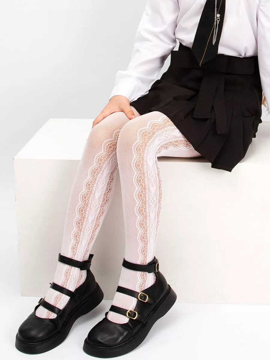 Колготки Соль&Перец Весна 2025, размер 110-128/M, белый — фото 1