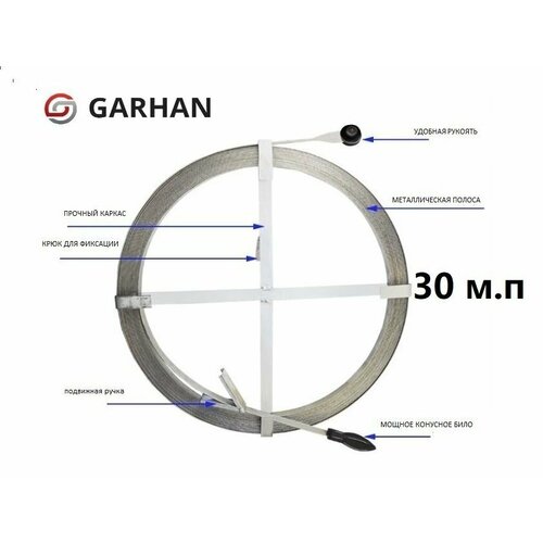 Лента пробивная 30 метров. Garhan сантехническая для прочистки канализации