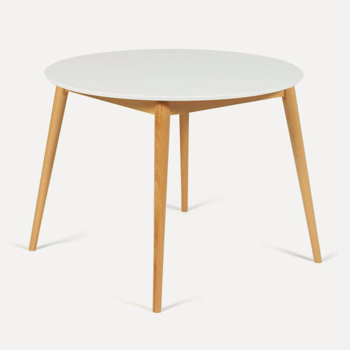 Изображение товара Стол круглый раскладной обеденный TetChair, 100x100 см, белый/натуральный