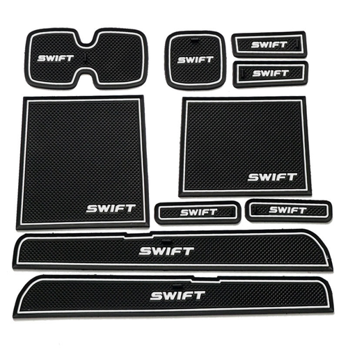 Силиконовые противоскользящие накладки MyPads на Suzuki Swift 2004-2013 в салон автомобиля на дверь подстаканник на подлокотник черно-белая флуор 1388₽