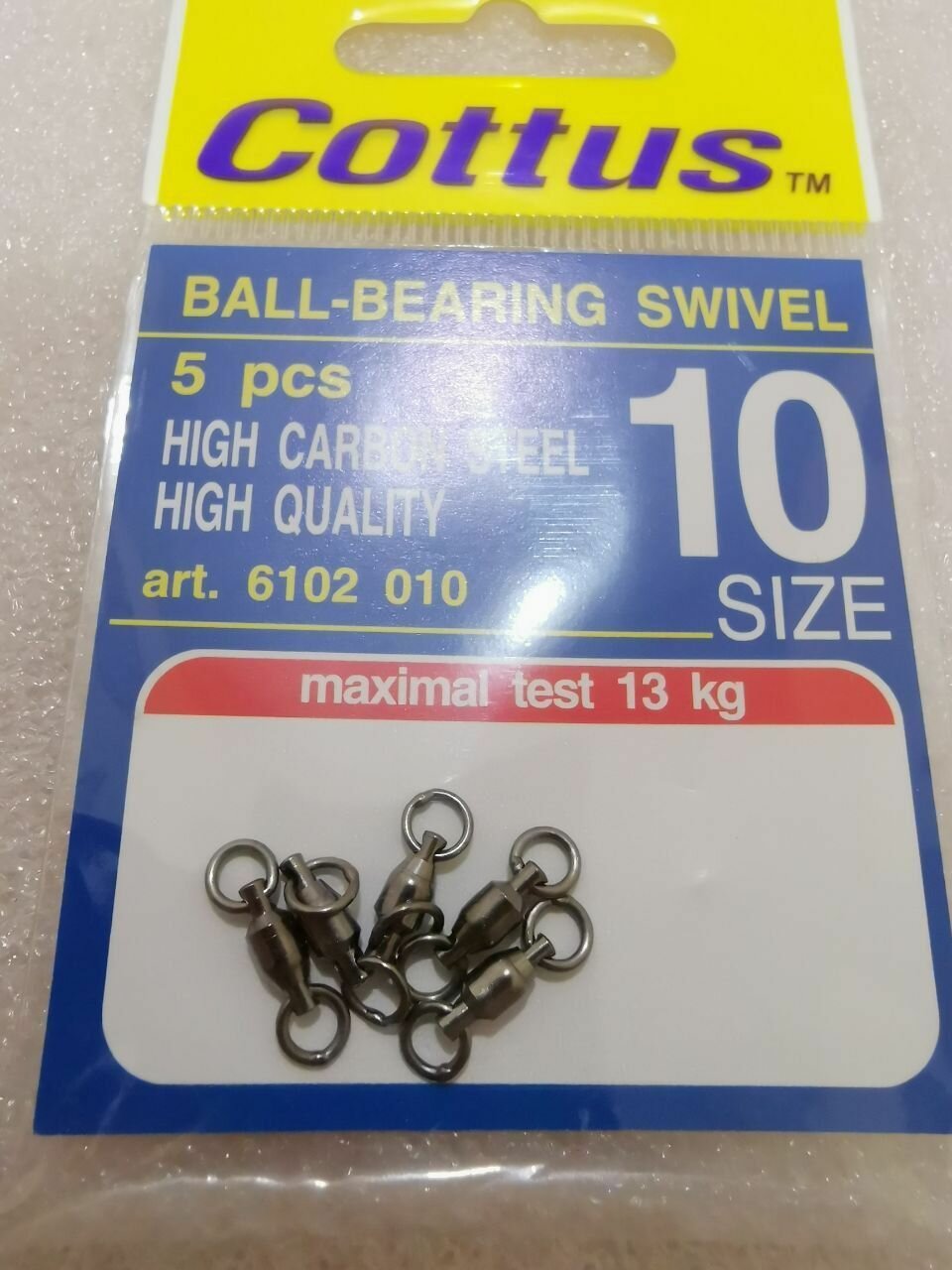 Карабин с подшипником COTTUS Ball-Bearing Swivel #10 (5шт,13кг)