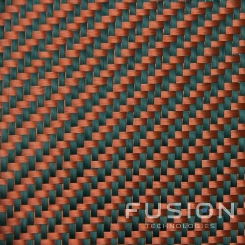 Гибридная ткань карбон-кевлар Twill оранжевый 100 см