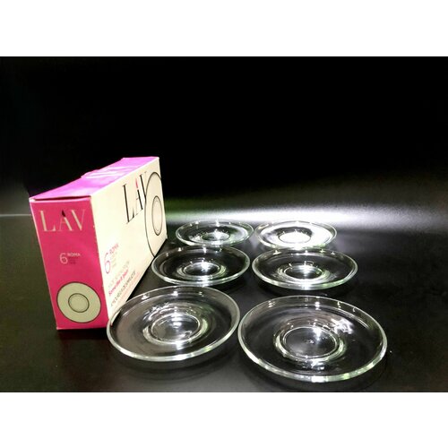 Блюдце универсальное LAV Roma стеклянное в наборе 6 шт диаметр 131 мм подарочная коробка 1973₽