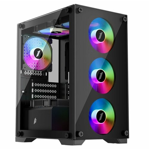 фото Корпус matx 1stplayer firebase x2-m (usb3.0, audio,4x120mm led, черный[x2-m-4f1])