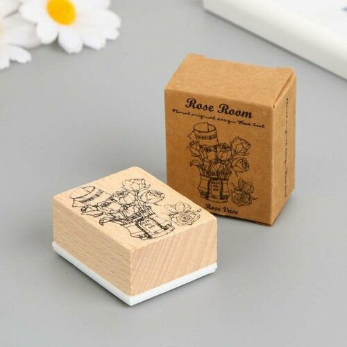 Печать дерево резина Цветы в ведёрке 5х4х25 см 632₽