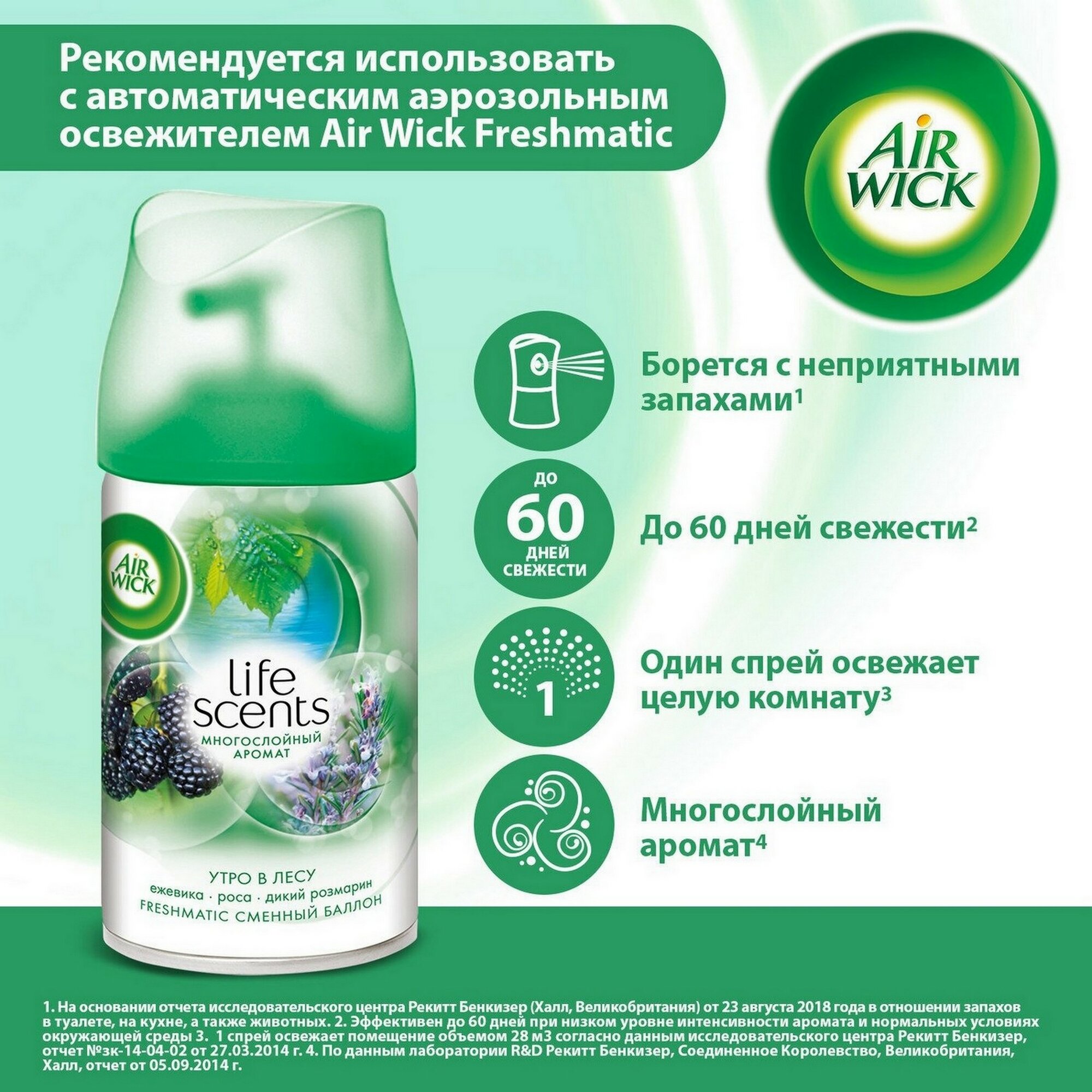 Air Wick Сменный баллон для освежителя воздуха Freshmatic Утро в лесу 250 мл - 1 шт