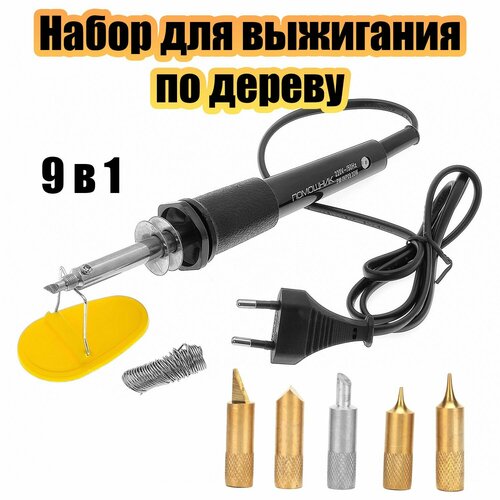 Набор для выжигания по дереву 6 насадок с подставкой Помощник PM-INP09