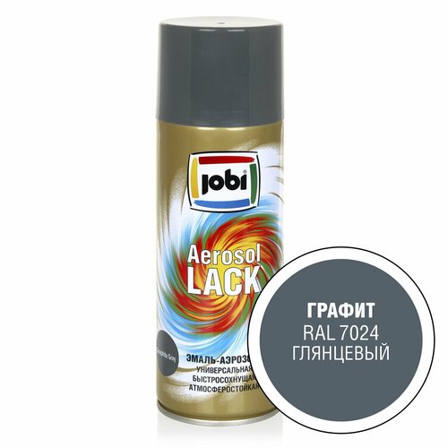 JOBI Эмаль аэрозольная глянцевая графит RAL 7024 520мл 270гр 470₽