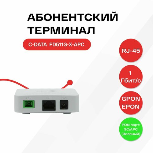 Оптический абонентский терминал C-DATA xPON ONT FD511G-X-APC (Порт: SC/APC (зеленый))