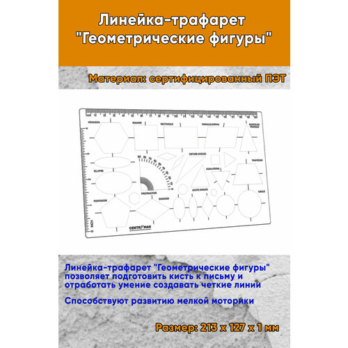 Линейка-трафарет Геометрические фигуры 213х127 мм 1495₽