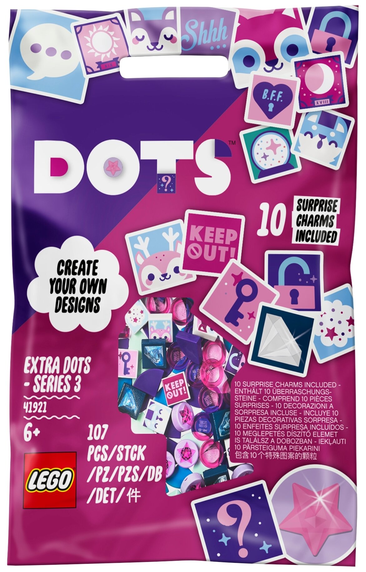 Дополнительные детали LEGO DOTS 41921 Тайлы DOTS - серия 3, 107 дет.
