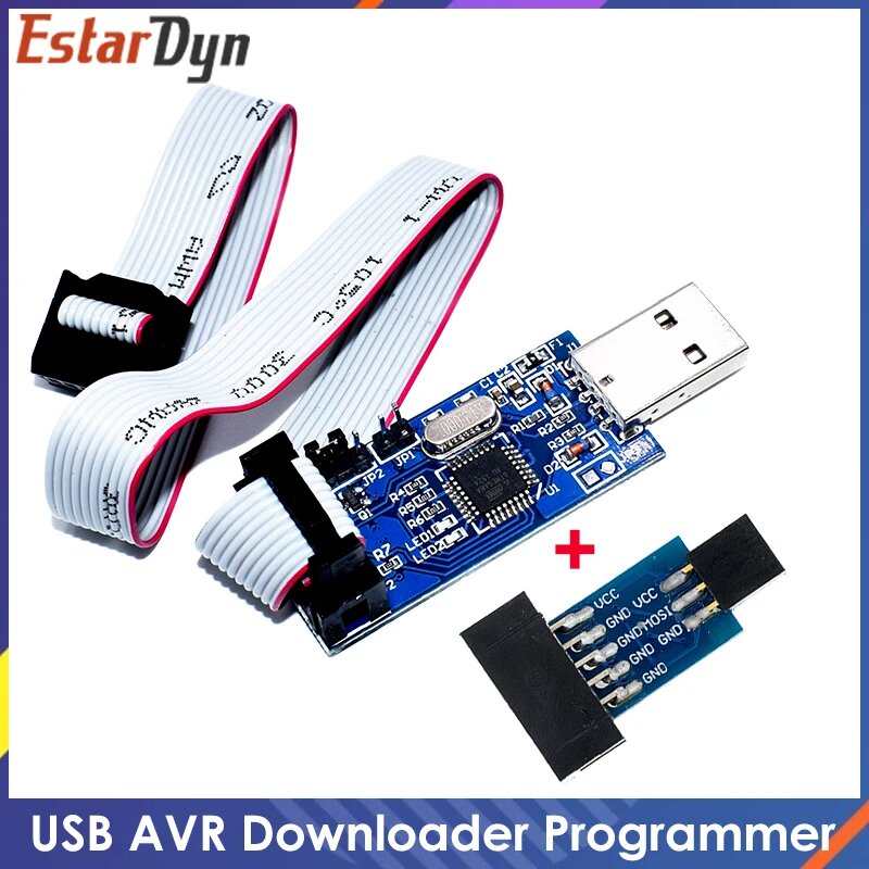 Программатор USBASP USBISP AVR USBISP ATMEGA8 ATMEGA128 с поддержкой Win7 64K 10-контактная до 6-контактного адаптера, 1set — фото 1