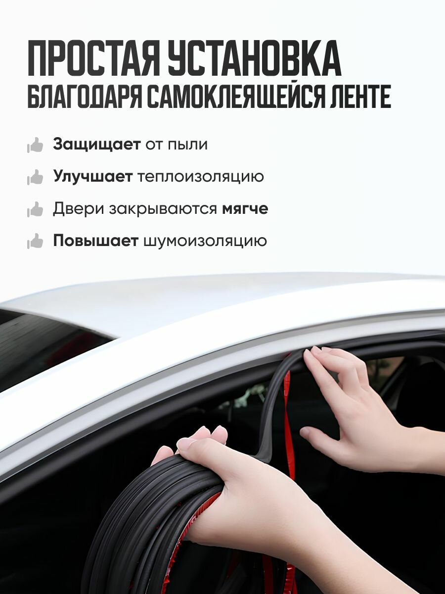 Уплотнитель для дверей авто универсальный, самоклеящийся Flex Drive 10 м — фото 1