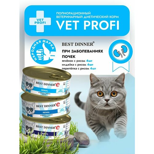 Влажный корм Best Dinner VET PROFI Renal для котят и кошек любых пород Ассорти (12шт х 100гр)