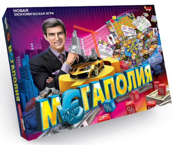 *Игр(DankoToys) ЭкономическаяИгра Мегаполия [игров. поле; ден. банкноты-225шт; акции филиалов-24шт; карточки “Шанс”-32шт; фишки собственности-100шт; фишки игроков-4 шт; кубик] (G-MP-01-01)