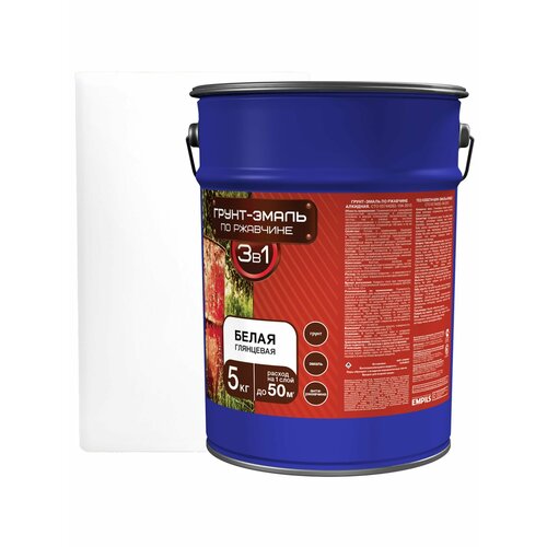 Грунт-эмаль по ржавчине 3в1 Empils гладкая цвет белый 5 кг