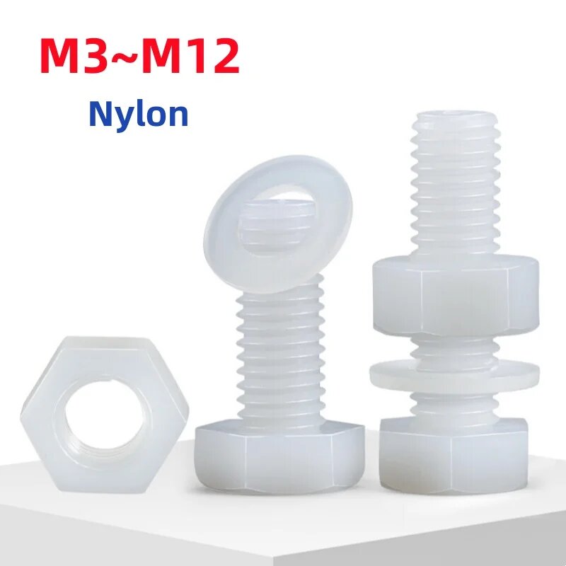Набор болтов М3-М12 нейлон белый M3-10set 10mm