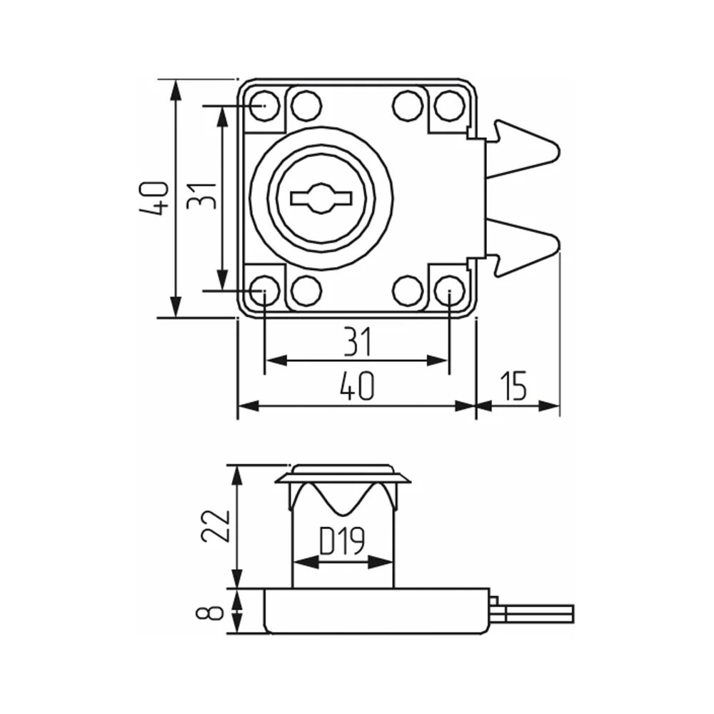 Mebax Замок врезной для шкафа-купе (ДСП) хром 19 мм 00-00002163