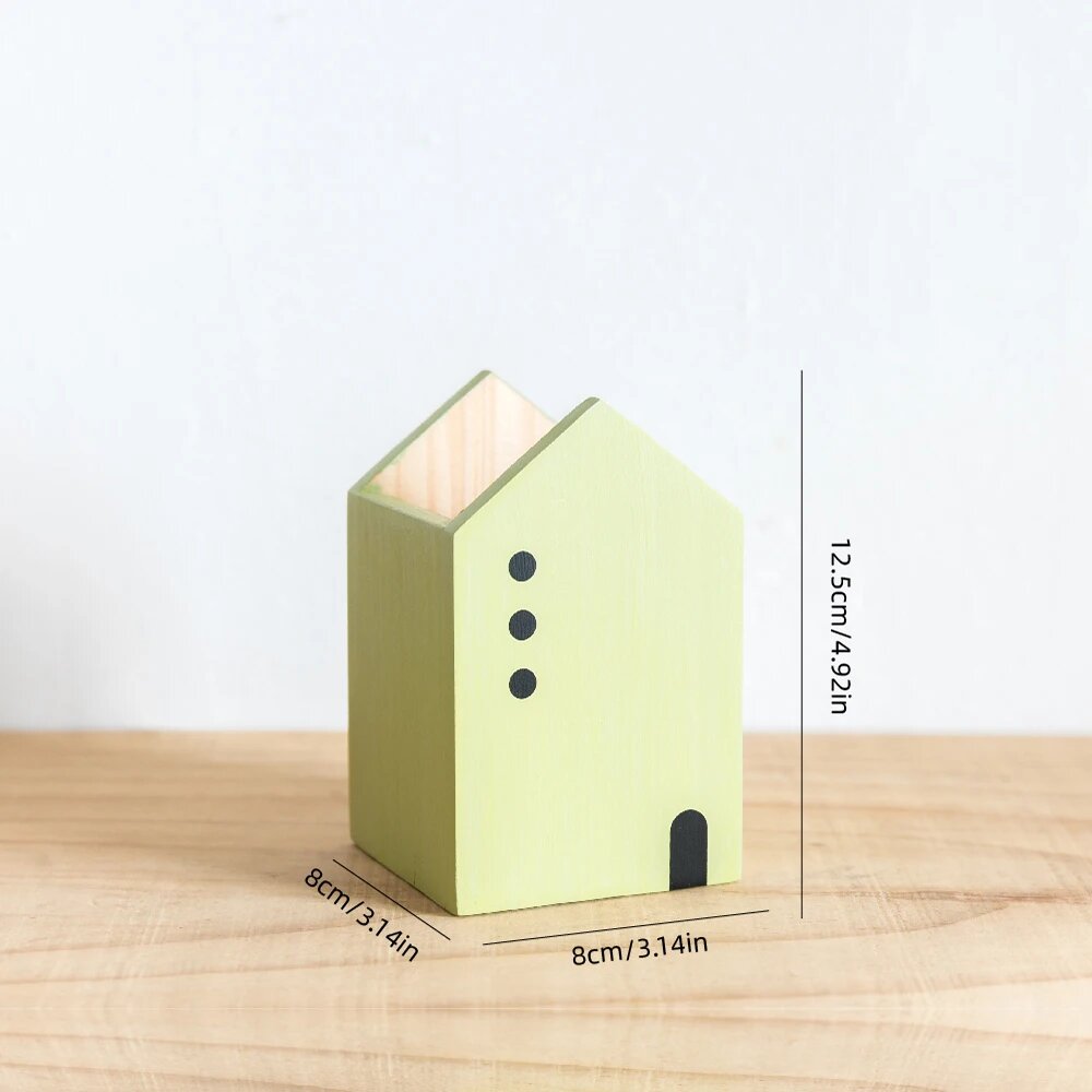 Деревянная подставка для ручек "Домик", Grass Green Small