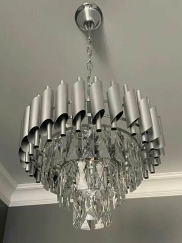 Изображение товара Люстра каскадная Crystal 400, цвет серебро, цоколь E14, регулировка высоты.