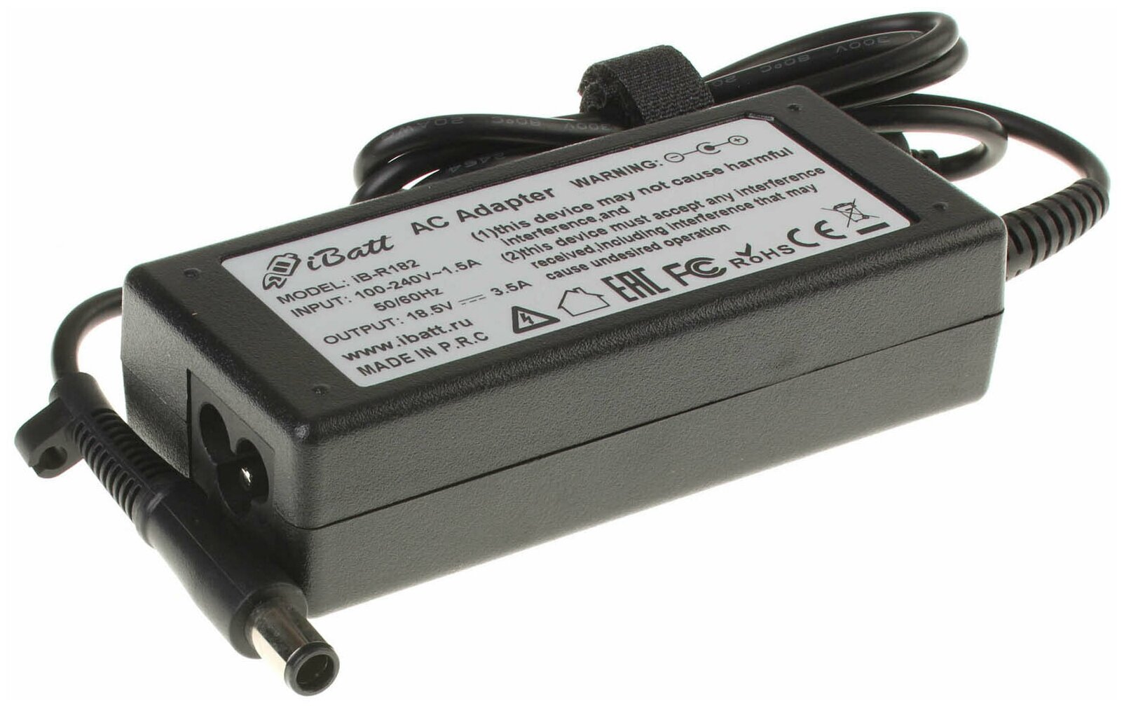 Блок питания iBatt iB-B1-R182 18,5V 3,5A, 65W, разъём 7.4*5.0 mm, pin для HP-Compaq PPP009C, PPP009D, PPP009L