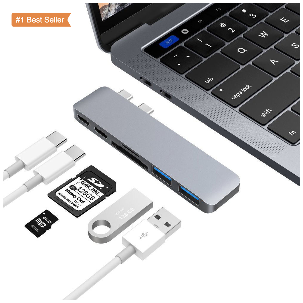 USB-концентратор (адаптер, переходник) Aluminum Type-C 6 в 1 (Grey) для MacBook 13