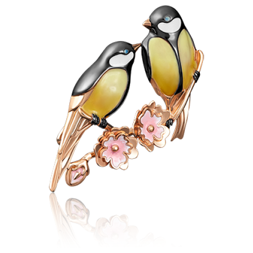 PLATINA jewelry Брошка из красного золота Синички без камней 04-0156-00-000-1110-48