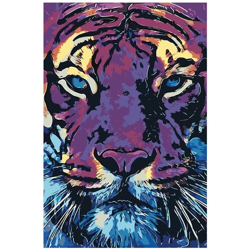 Фиолетовый тигр Раскраска картина по номерам на холсте тигр раскраска картина по номерам на холсте