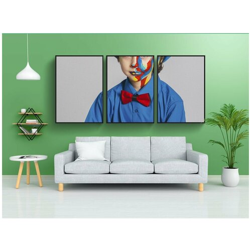 фото Набор модулных постеров для интерьера "голубые глаза, реклама одежды, одежда" 60x90 см. в тубусе, без рамки lotsprints