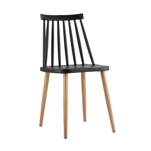 фото Стул пластиковый stool group морган черный, ножки металлические с принтом под дерево