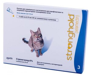 Фото Zoetis Капли от блох, клещей и гельминтов Стронгхолд 45 мг для кошек массой 2,6-7,5 кг 3 шт. в уп.