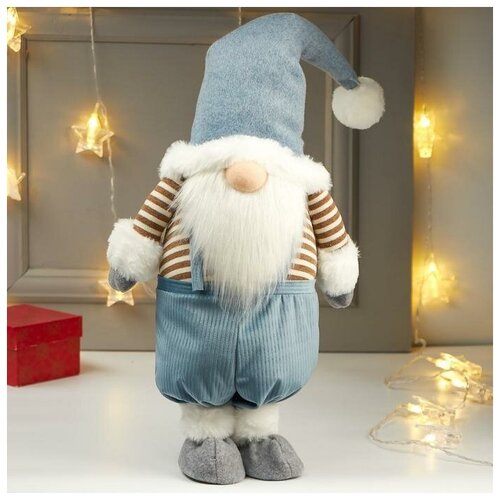 Купить Кукла интерьерная Дедушка в голубом колпаке и полосатой кофте 66х15х25 см, NeMarket