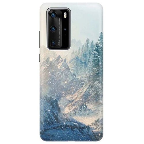 фото Ультратонкий силиконовый чехол-накладка для huawei p40 pro с принтом "снежные горы и лес" gosso