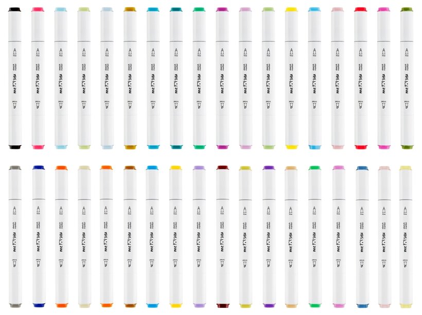 Набор маркеров для скетчинга, 36 цветов, основные цвета Meshu - фото №2