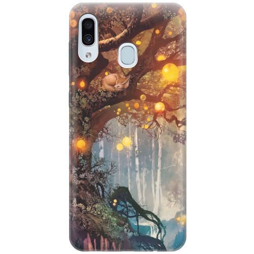 фото Ультратонкий силиконовый чехол-накладка для samsung galaxy a40 с принтом "лиса на древе" gosso