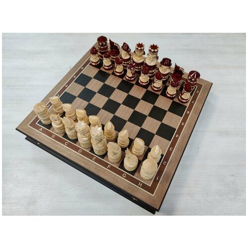 Шахматы подарочные в ларце из дуба с резными фигурами Матросы шахматная доска турнирная без фигур черное дерево дуб 45 на 45 см