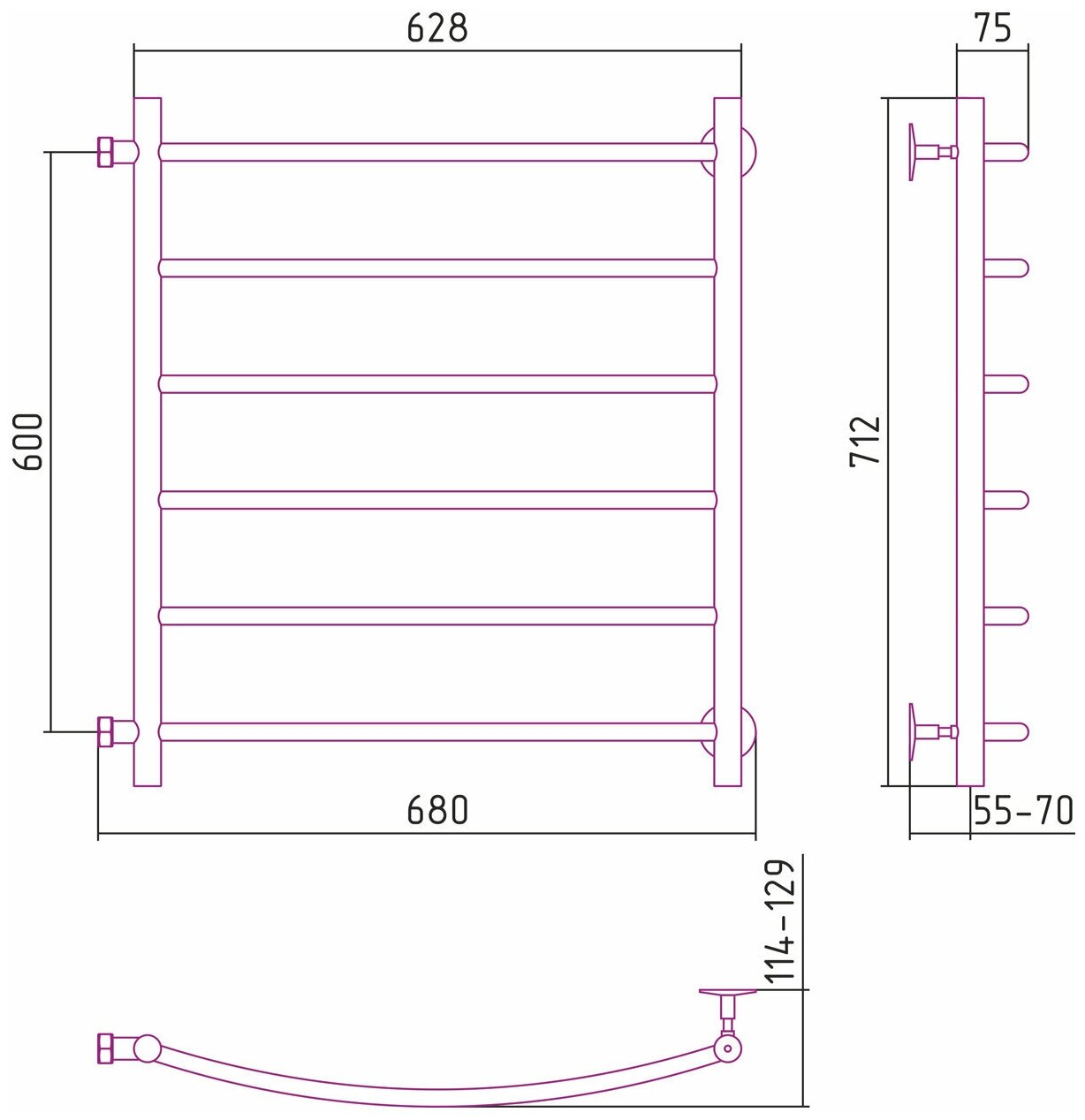 Полотенцесушитель водяной Стилье Версия-Б2 60x60 - фото №5