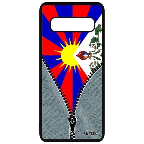 фото Качественный чехол на // samsung galaxy s10 plus // "флаг тибета на молнии" патриот дизайн, utaupia, серый
