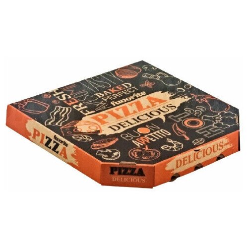 Коробка для пиццы 30*30*3,5 см бурая с рисунком 