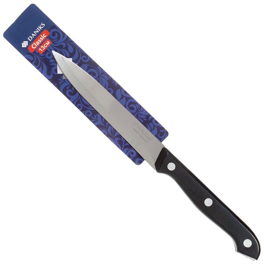 Нож кухонный Daniks, Классик, универсальный, нержавеющая сталь, 13 см, рукоятка пластик, YW-A111-TY